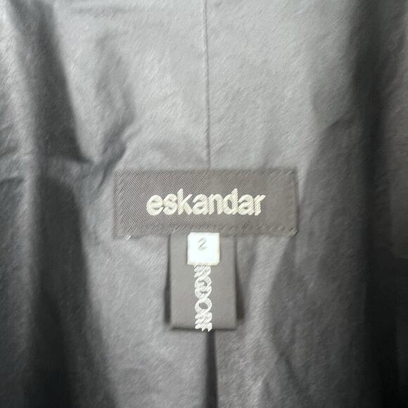 Eskandar Black Extra Long Hooded Boxy Raincoat Womens Size 2 - Picture 6 of 9